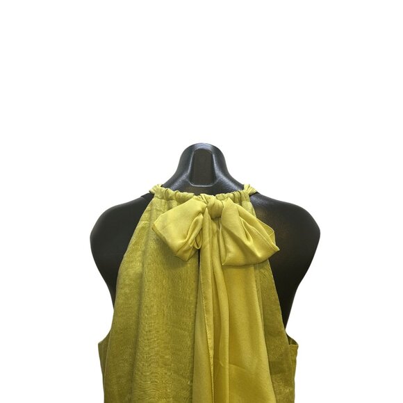 NWT Soft Surroundings Green-Yellow Linen Halter Maxi Dress - Picture 6 of 8